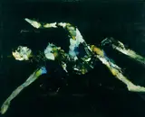 Leda and Swan 1960 by Sidney Nolan, 1960, synthetic polymer paint and polyvinyl acetate on composition board, sold Nov 2020