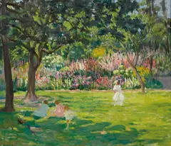 In Sydney Botanical Gardens by Ethel Carrick, oil on canvas, sold Sep 2020