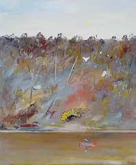 Arthur Boyd, Fishing at Dusk on the Shoalhaven (circa 1983), 1983, oil on canvas