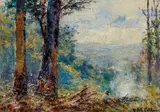 Frederick McCubbin, The Campfire, Mount Macedon (circa 1908-1910), 1908-1910, oil on canvasboard