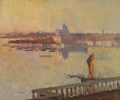 Arthur Streeton, Lagoon and Salute (1908), 1908, oil on canvas