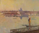 Lagoon and Salute (1908) by Arthur Streeton, 1908, oil on canvas, sold Sep 2020