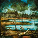 Pro Hart, Picnic at Yabby Creek (1994)