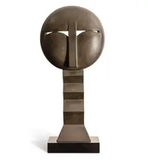 Joel Elenberg, Mask C (1980), 1980, bronze (brown patina) and black Belgian marble, edition of 6, plus 2 artist's proofs