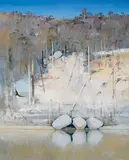 Shoalhaven River Bank (3 Rocks) (1983) by Arthur Boyd, 1983, oil on canvas, sold Jun 2020