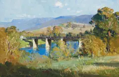 Arthur Streeton, Bridge in New Norfolk, Tasmania 1938, 1938, oil on canvas