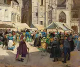 Ethel Carrick, The Market, Caudebec (1903)