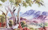 Albert Namatjira, Ghost Gum and Mt. Sonder, MacDonnell Range (1955)