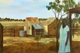 Ray Crooke, The Station, oil on composition board