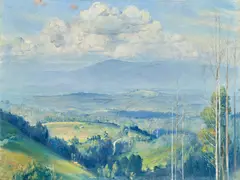 Tom Roberts, The Two Roads to Monbulk 1924, 1924, oil on plywood
