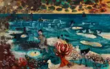 John Perceval, Flounder Fishing on the Sandbanks at Rye 1958
