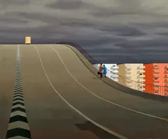 Jeffrey Smart, Approach to a City III (1968), 1968, oil on canvas