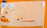 Brett Whiteley, The Orange Table 1977-1978, 1977-1978, synthetic polymer paint, oil, tempera, charcoal and oyster shells on plywood