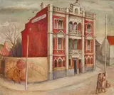 Melbourne Hotel, South Brisbane 1948 by Margaret Olley, 1948, oil on composition board, sold Nov 2019