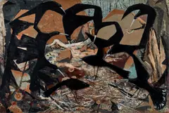 Clifton Pugh, Meeting of the Apostle Birds 1958, 1958, oil on composition board