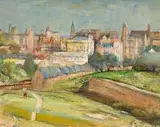 Lloyd Rees, City Skyline 1955, 1955, oil on canvas on board