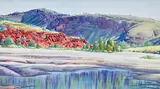 Albert Namatjira, Finke River Country, watercolour on paper