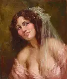 Norman Lindsay, (Woman With a Mantilla), oil on canvas on board