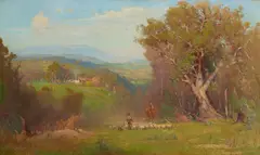 Robert Edgar Taylor Ghee, Herding the Sheep, oil on canvas