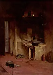 Bernard Hall, The Old Soup Kitchen, Oberammergau Monastery (circa 1890), 1890, oil on wood
