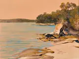 Ray Crooke, View from Bradley Head, oil on canvas on composition board
