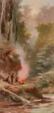 James Waltham Curtis, By the Camp Fire, oil on board