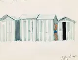 Jeffrey Smart, Drawing for Beach Huts and The Message (1965)