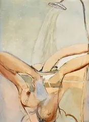 Brett Whiteley, Wendy under the Shower 1962, 1962, oil and tempera on board