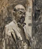 Rick Amor, Self Portrait in Grisaille 1996, 1996, oil on linen