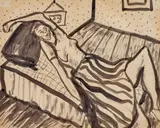 Joy Hester, Woman Resting 1943, 1943, ink on paper