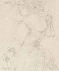 Jon Molvig, Lady in a Hat 1963, 1963, pencil on paper