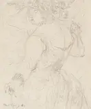 Jon Molvig, Lady in a Hat 1963, 1963, pencil on paper