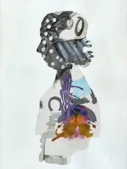 Sally Smart, Parameters Head: Design Therapy # 9 2000-2001, 2000-2001, synthetic polymer paint on paper, felt, fabric and collage