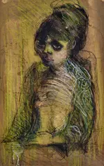 James V Wigley, Half Caste Girl in Bar, pastel, charcoal and watercolour on paper