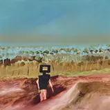 Kelly in Landscape 1969 by Sidney Nolan, 1969, oil on composition board, offered Aug 2019