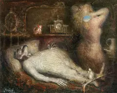 William Dobell, The Dead Landlord (1936), 1936, oil on board