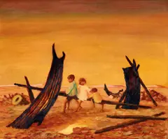 Russell Drysdale, The Aeroplane (1971), 1971, oil on canvas
