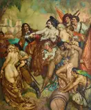 Ladies for Ransom 1939 by Norman Lindsay, 1939, oil on canvas, offered Aug 2019