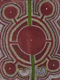 Uta Uta Tjangala, Two Boys Dreaming at Yuriltatjanya Waterhole 1974, 1974, synthetic polymer paint on board