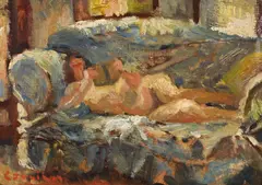 Noel Counihan, (Nude on Couch) 1948, 1948, oil on composition board