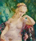 Portrait of Sylvia (circa 1937) by Norman Lindsay, 1937, watercolour on paper on card, sold Jul 2019