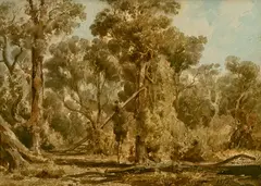 Landscape with Gum Trees 1878 by Louis Buvelot, 1878, watercolour, offered Jul 2019