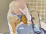 Bather Showing Arm Movement (1963) by Brett Whiteley, 1963, oil, gouache, collage and charcoal on paper on card, sold Apr 2019