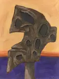 Albert Tucker, Cratered Head (1974), 1974, synthetic polymer paint on composition board