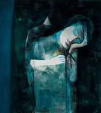 Listening to the Night (1963) by Charles Blackman, 1963, oil on canvas, sold Apr 2019