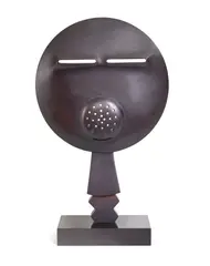 Joel Elenberg, Mask D (1980), 1980, bronze (brown patina) and black Belgian marble, edition of 6, plus 2 artist's proofs