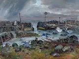 Williamstown Winter (1959) by Arthur Boyd, 1959, oil on canvas on composition board, sold Apr 2019