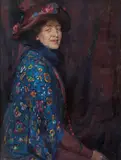 Hilda Rix Nicholas, Purple and Blue [Portrait of Elsie Rix] (circa 1911-1913)