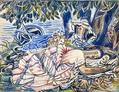 Roy De Maistre, Study for Variation on Les Demoiselles des Bords de la Seine by Courbet, gouache, ink and watercolour on card
