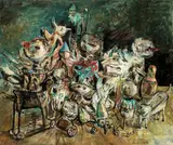 Yosl Bergner, Toy Monsters 1976, 1976, oil on canvas